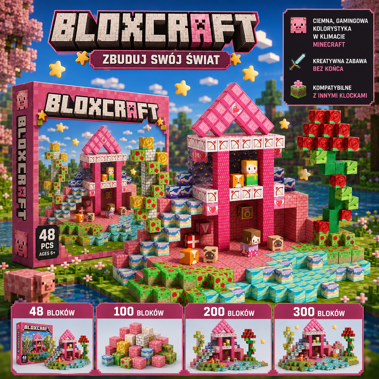 Zestaw bloków z kolekcji "Rose" BloxCraft™